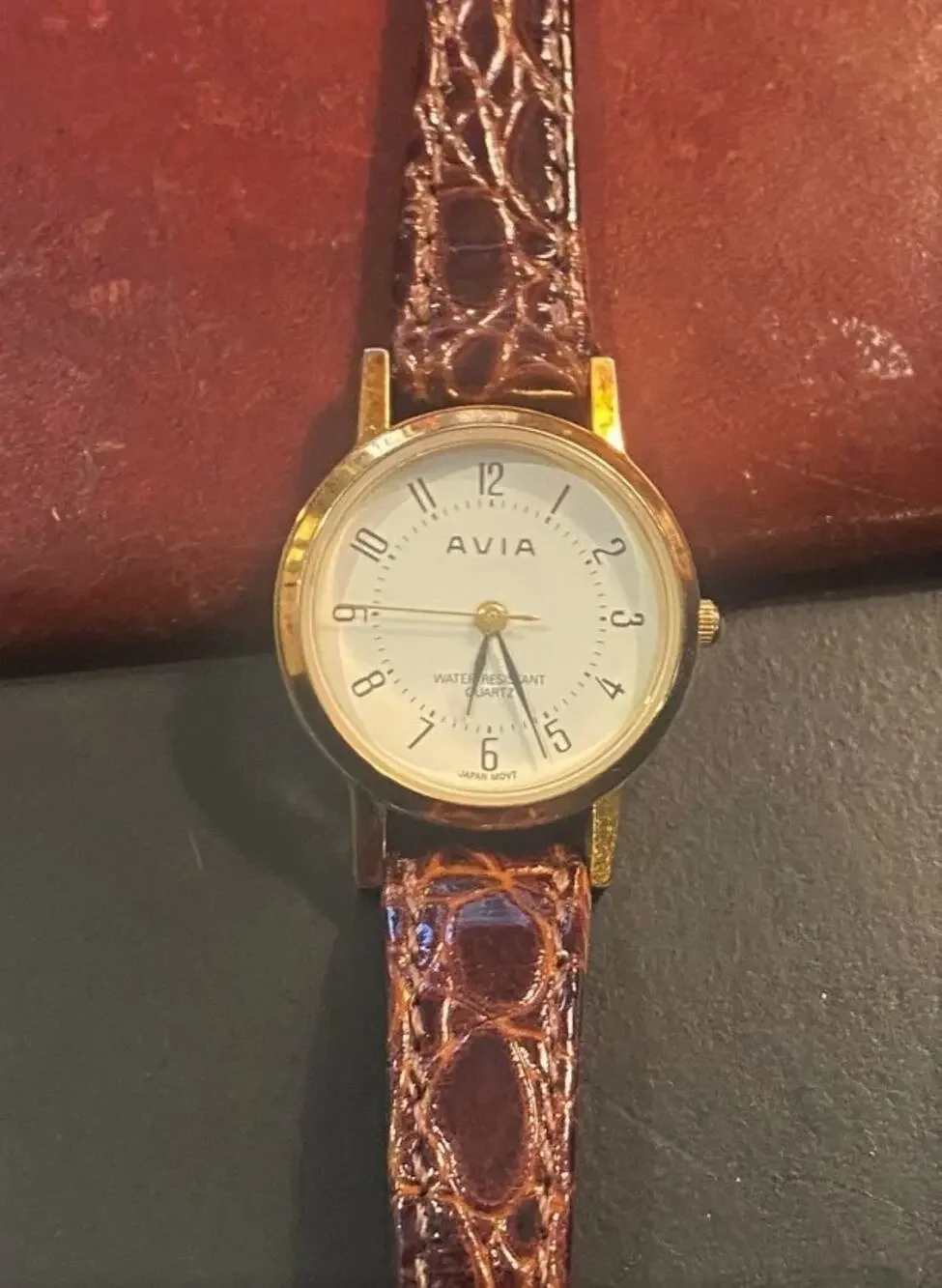 Women's 27mm Gold Tone Avia Watch, WR 30M, Leather Band